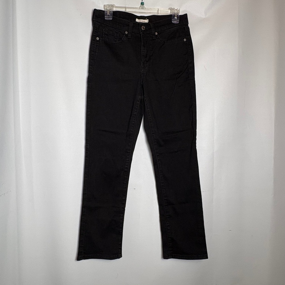 Levis Classic Straight Leg Jeans Womens 6 Black Denim Mid Rise Solid 5-Pocket